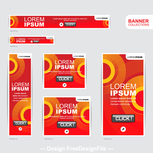Red banner advertising templates design vector