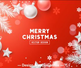 Red decorative card merry christmas vector