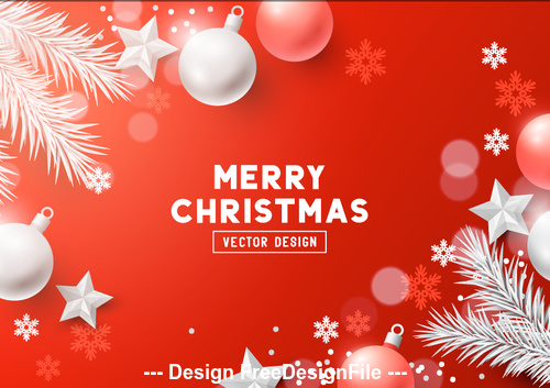 Red decorative card merry christmas vector