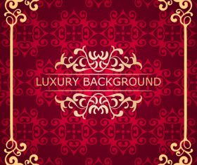 Red luxury background with golden frame vector