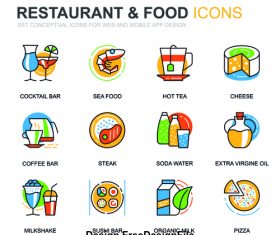 Restaurant food icons vector