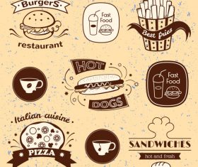 Retro typography fast food signs vector