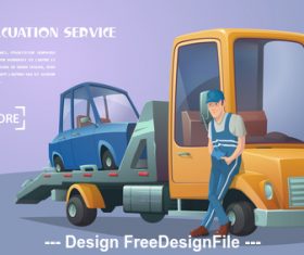 Roadside assistance retro tow truck vector