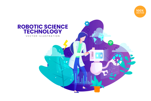 Robotic science vector illustration