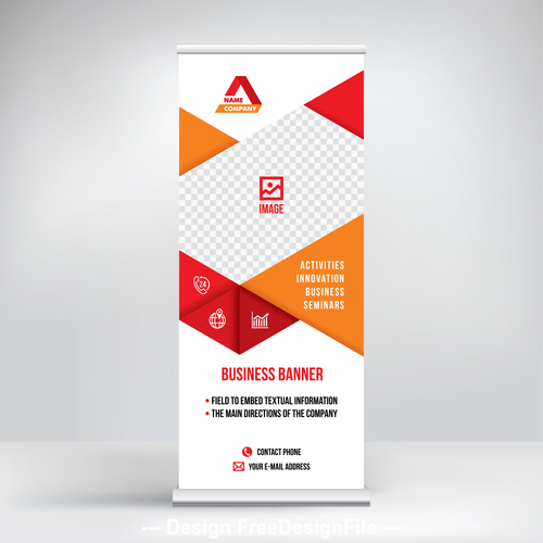 Roll-up two-color banner design vector