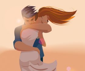 Romantic couple embraces vector