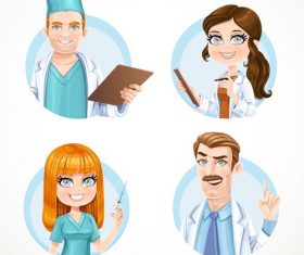Round avatars portraits of doctors and nurse isolated on white background vector