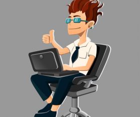 Salaried man cartoon illustration vector