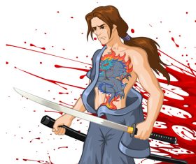 Samurai comics vector