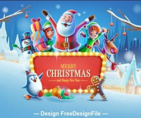 Santa and little assistants vector