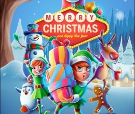 Santa claus and kids cartoon vector