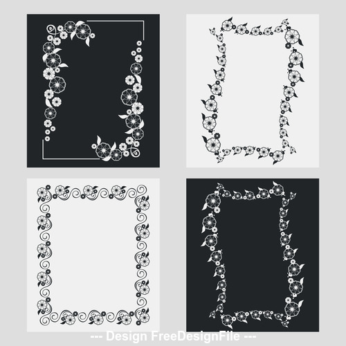 Silhouette flower vertical frames vector 02