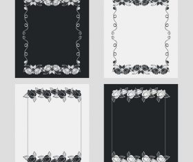 Silhouette flower vertical frames vector 06