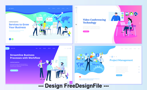 Simplified business process page isometric vector concept illustration