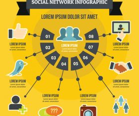 Social network information vector flat style