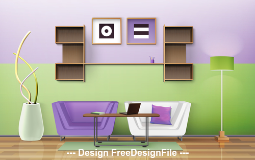 Sofa and decorative wall vector