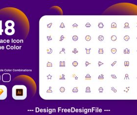 Space icon line color vector