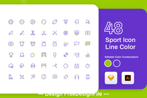 Sport icon line color vector