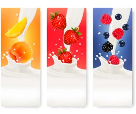 Strawberry and raspberry splash in milk vector
