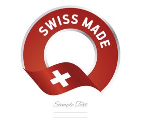 Swiss made flag red color label button banner vector