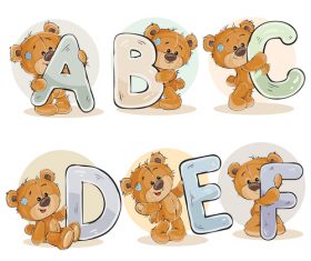 Teddy bear and letters cartoon vector