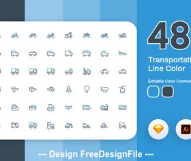 Transportation icon line color vector