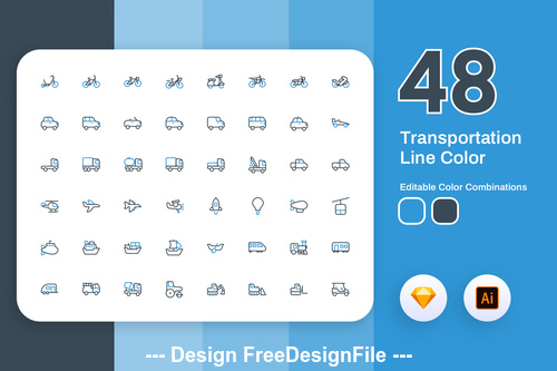 Transportation icon line color vector