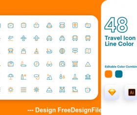Travel icon line color vector