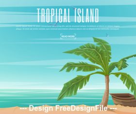Tropical palm tree and boat vector