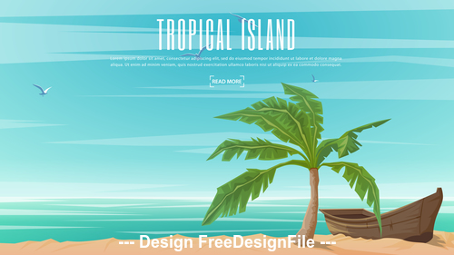 Tropical palm tree and boat vector