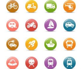 Vehicles glossy buttons Icon vector