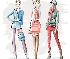 Watercolor illustration girl vector