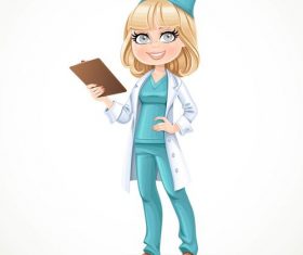 Wearing a surgeon costume pretty female doctor cartoon vector