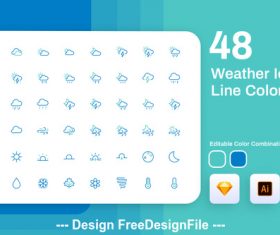 Weather icon line color vector