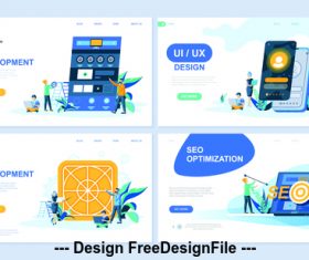 Web development flat banner concept illustration