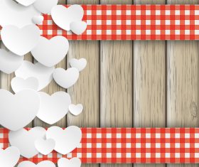 White Hearts Double Cloth Valentinesday Wood vector