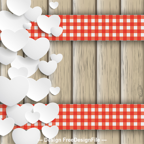 White Hearts Double Cloth Valentinesday Wood vector