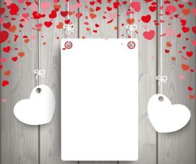 White Paper Frame 2 Hearts Wood vector