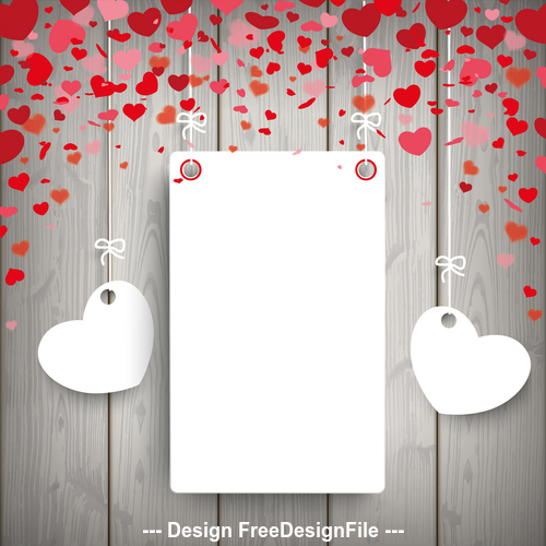 White Paper Frame 2 Hearts Wood vector