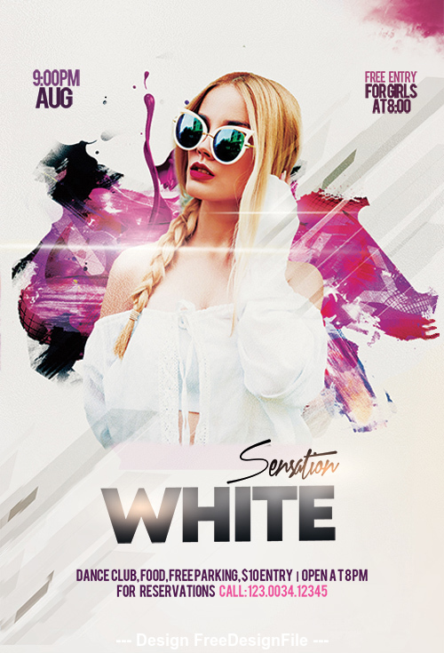 White Sensation Party Flyer Design PSD Template