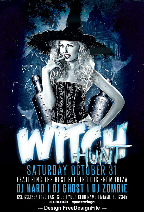 Witch Hunt Halloween Party- Flyer PSD Template