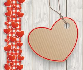 Wood Red Checked Tablecloth Hearts Carton Heart vector