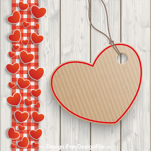 Wood Red Checked Tablecloth Hearts Carton Heart vector