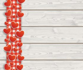 Wooden Planks Red Checked Tablecloth Hearts vector