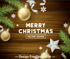 Wooden background decorative card merry christmas vector