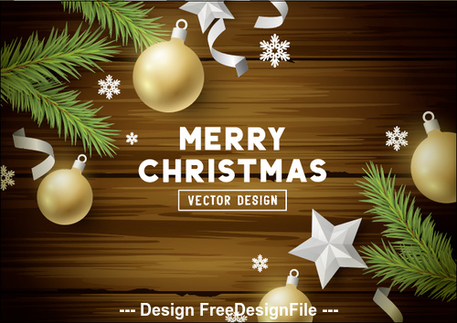 Wooden background decorative card merry christmas vector