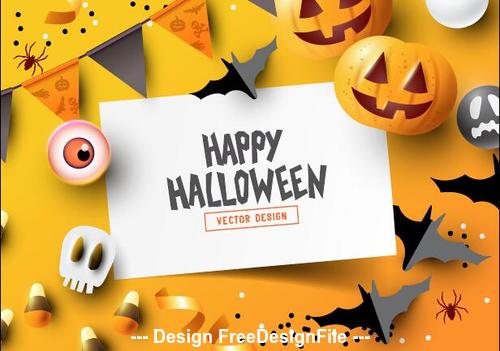 Yellow background decoration illustration happy halloween vector