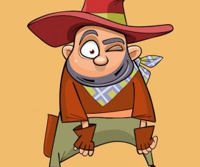 cartoon funny man in the clothes of a cowboy vector