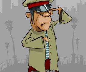 cartoon man in a ragged uniform salutes vector
