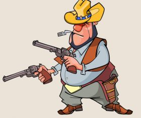 cartoon man is a thug with guns vector